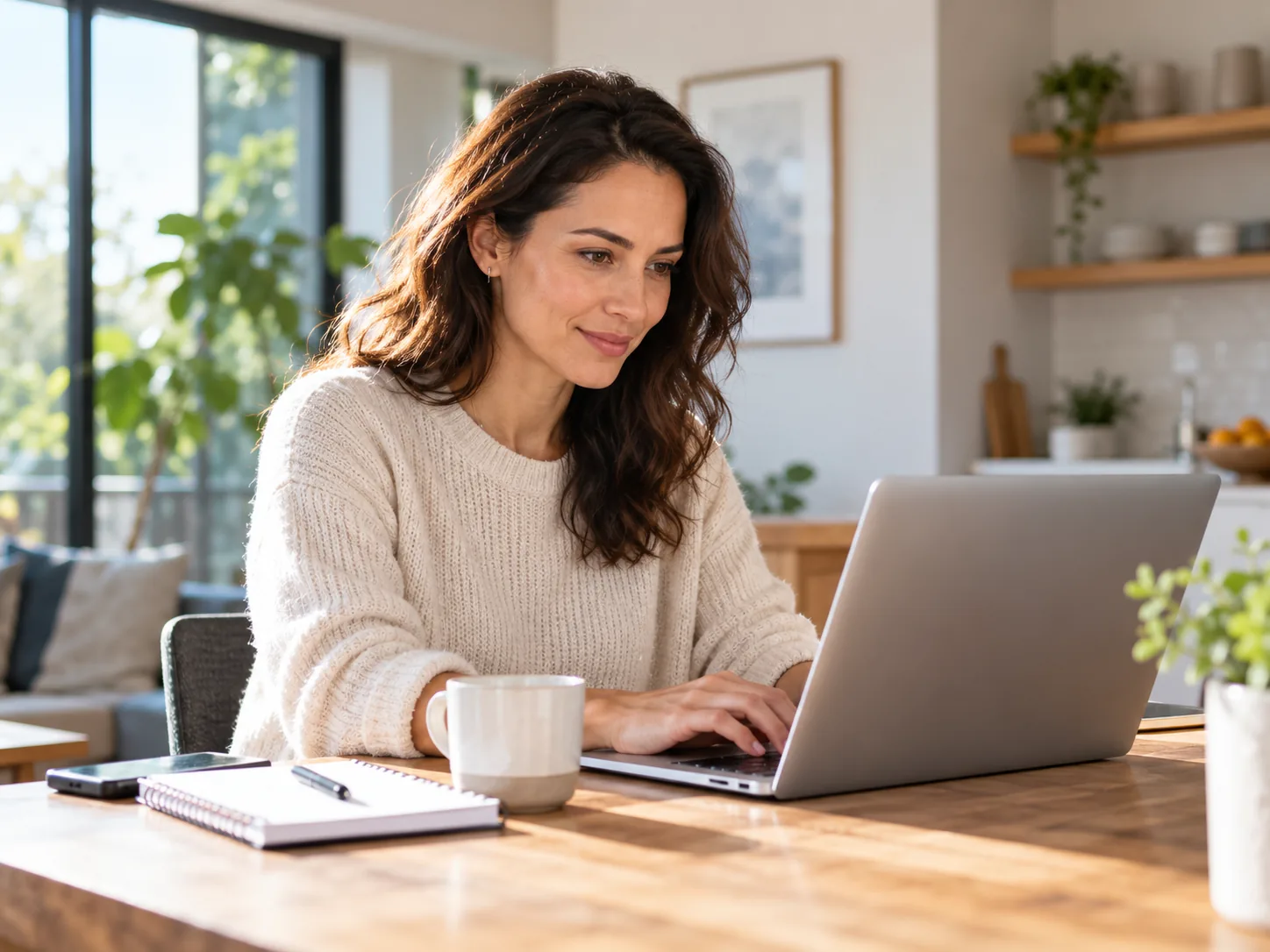 Customer completing an online application from home